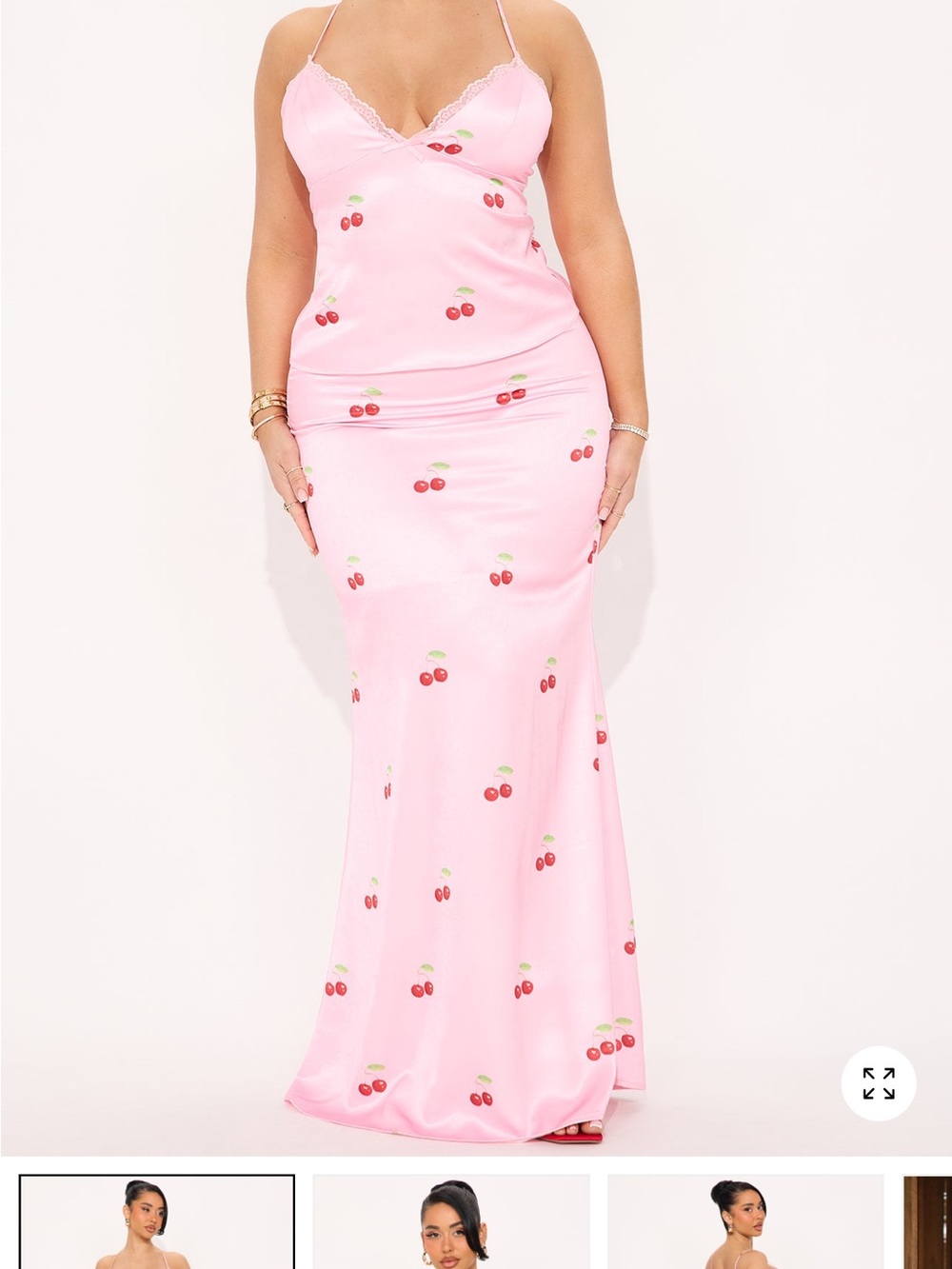 Fashion Nova Pink Cherry-Print 2 piece set